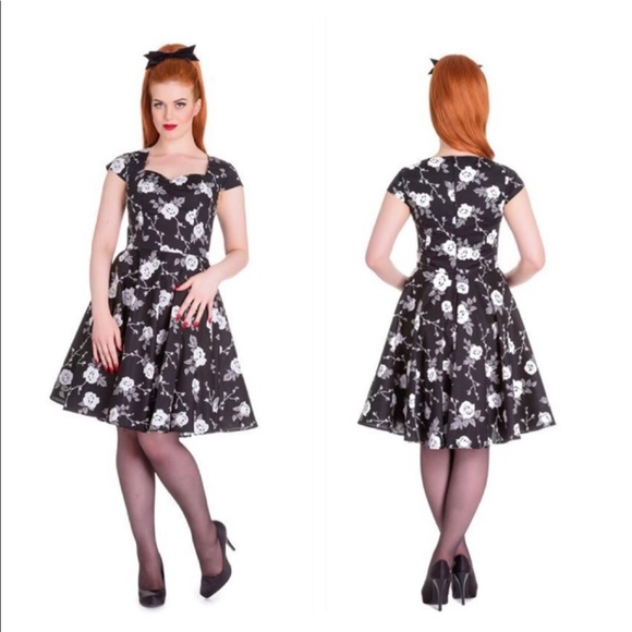 Hell Bunny Dresses & Skirts - Hell Bunny Vixen black floral rose pin up dress S